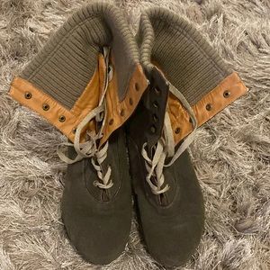Suede wedge ankle boots